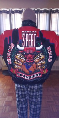 chicago bulls championship leather jacket